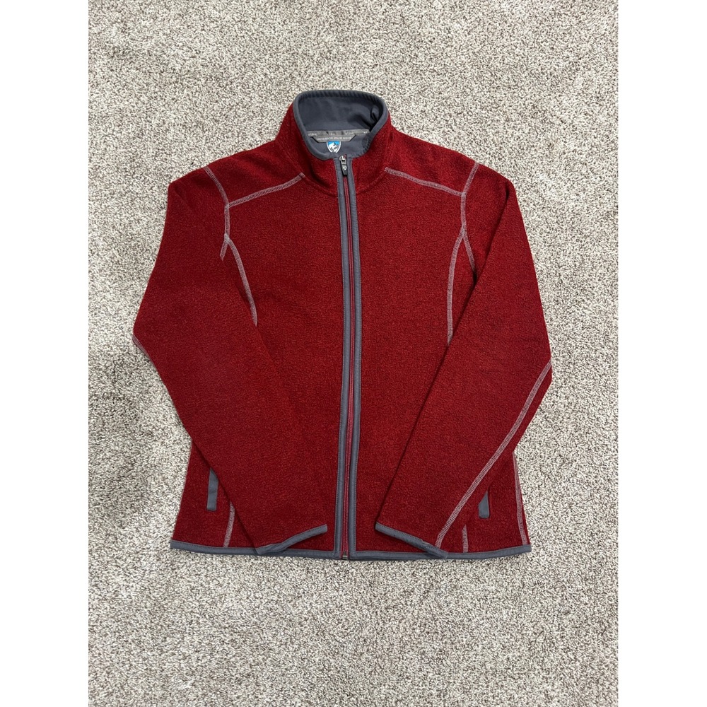 Kuhl Alfpaca Fleece Jacket Womens Medium Red Full Zip Thumbholes Outdoor Layer